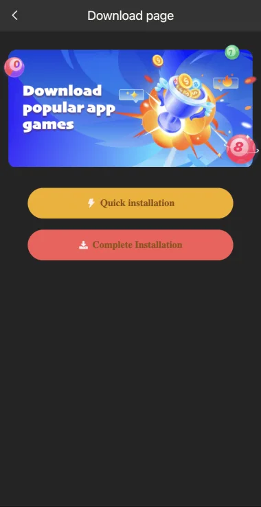 BDG Win app download page with installation options