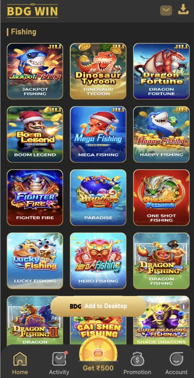 BDG Win fishing game catalogue