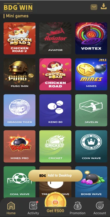 BDG Win mini games catalogue