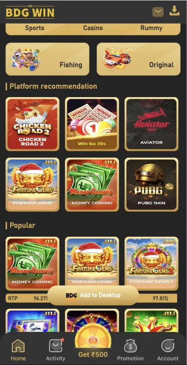 BDG Win popular game recommendations